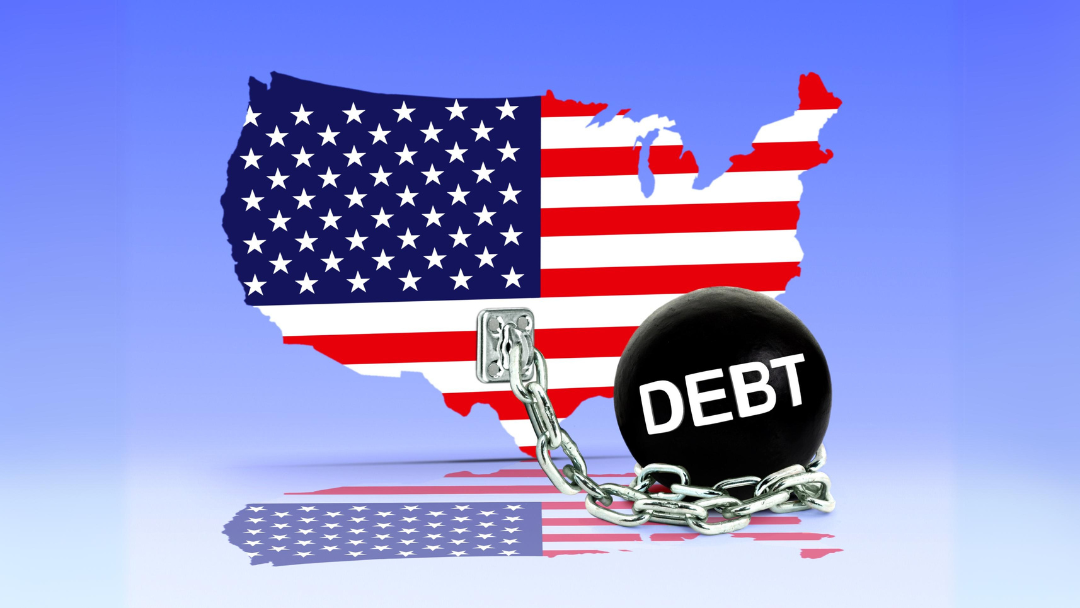 USA, flag, ball and chain, debt,